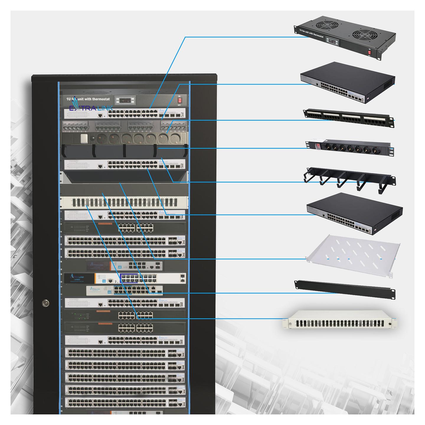 Rack Extralink EX.8611 / 42U / 600 × 1000 mm / 19" / Freestanding - Zezë - 14
