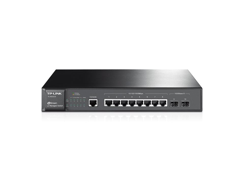 TP-Link JetStream TL-SG3210 8-Port Gigabit L2+ Managed Switch – 8× RJ45 10/100/1000Mbps, 2× Gigabit SFP, 20Gbps, Static Routing, VLAN, Omada SDN, Rackmount 19" 1U – E Zezë - 1