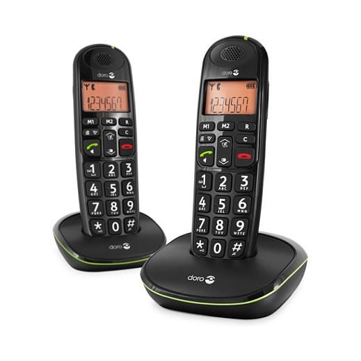 Telefon i Thjeshtë Doro PhoneEasy 100w Duo, DECT, 2 Handset - Zezë