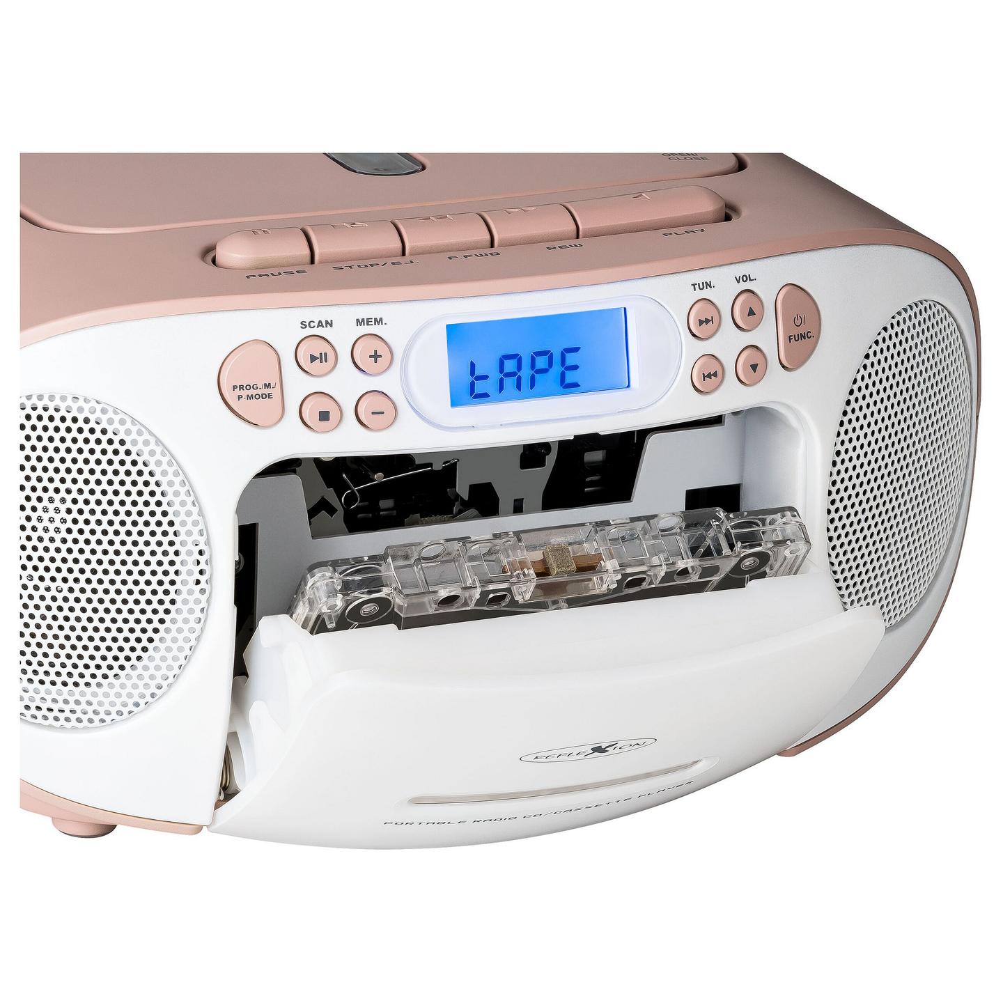 Radio portative Reflexion RCR2260, FM, PLL, 20 W RMS, Ekran LCD, Dalje për Kufje 3,5 mm - Rozë, Bardhë - 6