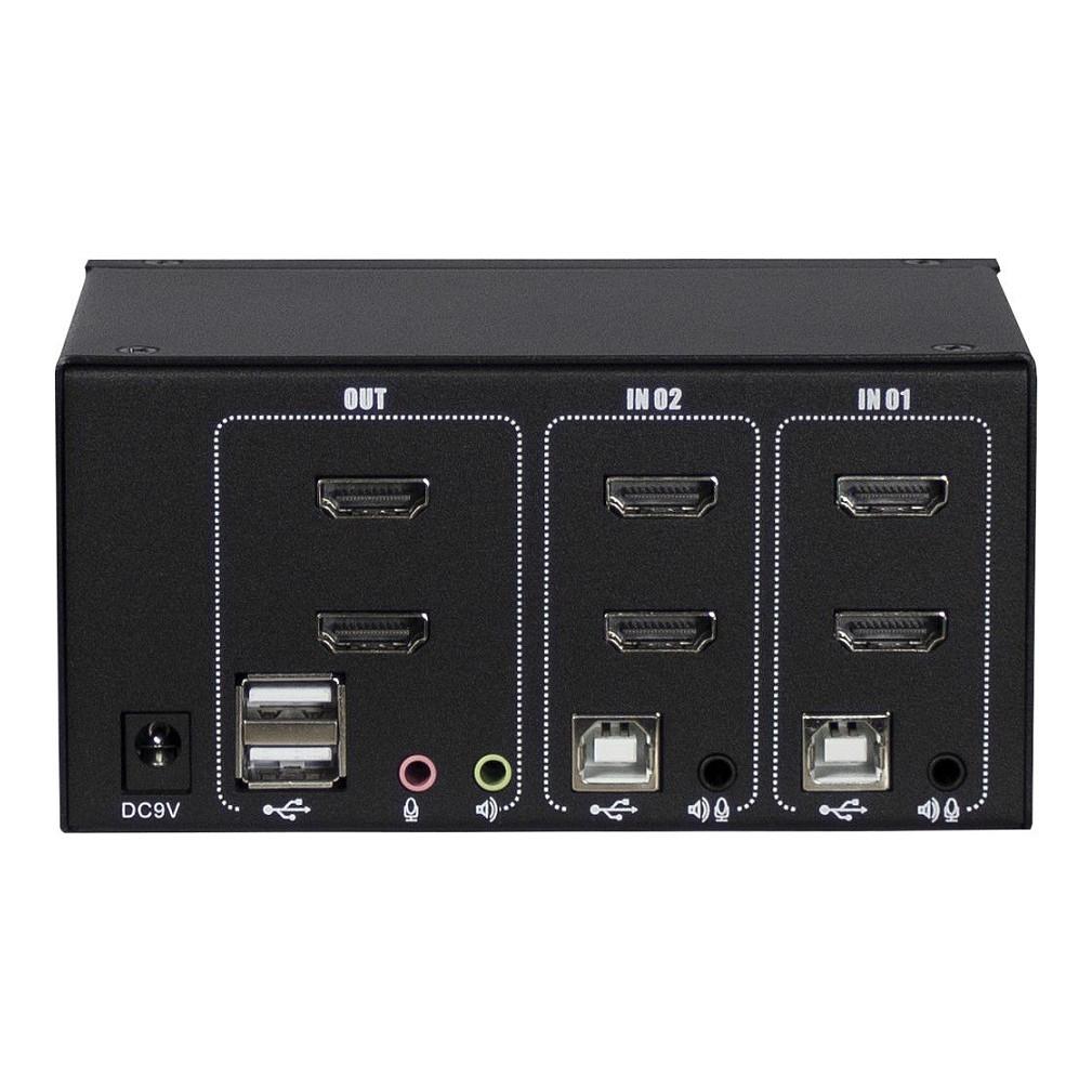 KVM Switch Inter-Tech AS-22HA, 2 porta, Dual HDMI, USB, Audio 3.5mm, 4K 30Hz - Zezë - 2