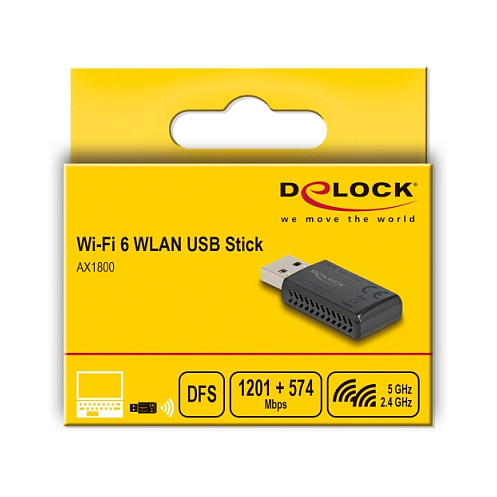 WiFi USB DELOCK Wi-Fi 6 Dualband WLAN USB Stick AX1800 1201 + 574mbps - 1