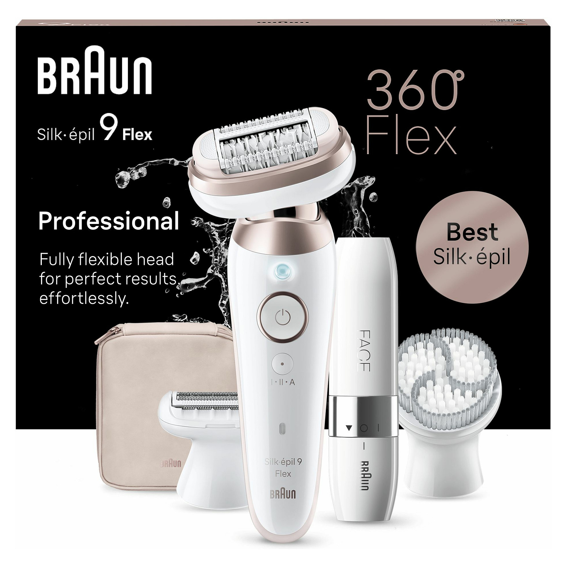 Depilator elektrik Braun Silk-épil 9 Flex 9-360 3D / 40 Pinceta / MicroGrip / Wet & Dry / 50 Min – Rozë/Bardhë - 2