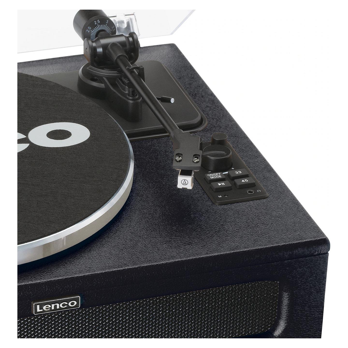 Gramafon Lenco LS-430BK, Me rrip, Bluetooth, 40 W RMS, Kuti prej metali, plastike dhe lëkure sintetike - Zezë - 4