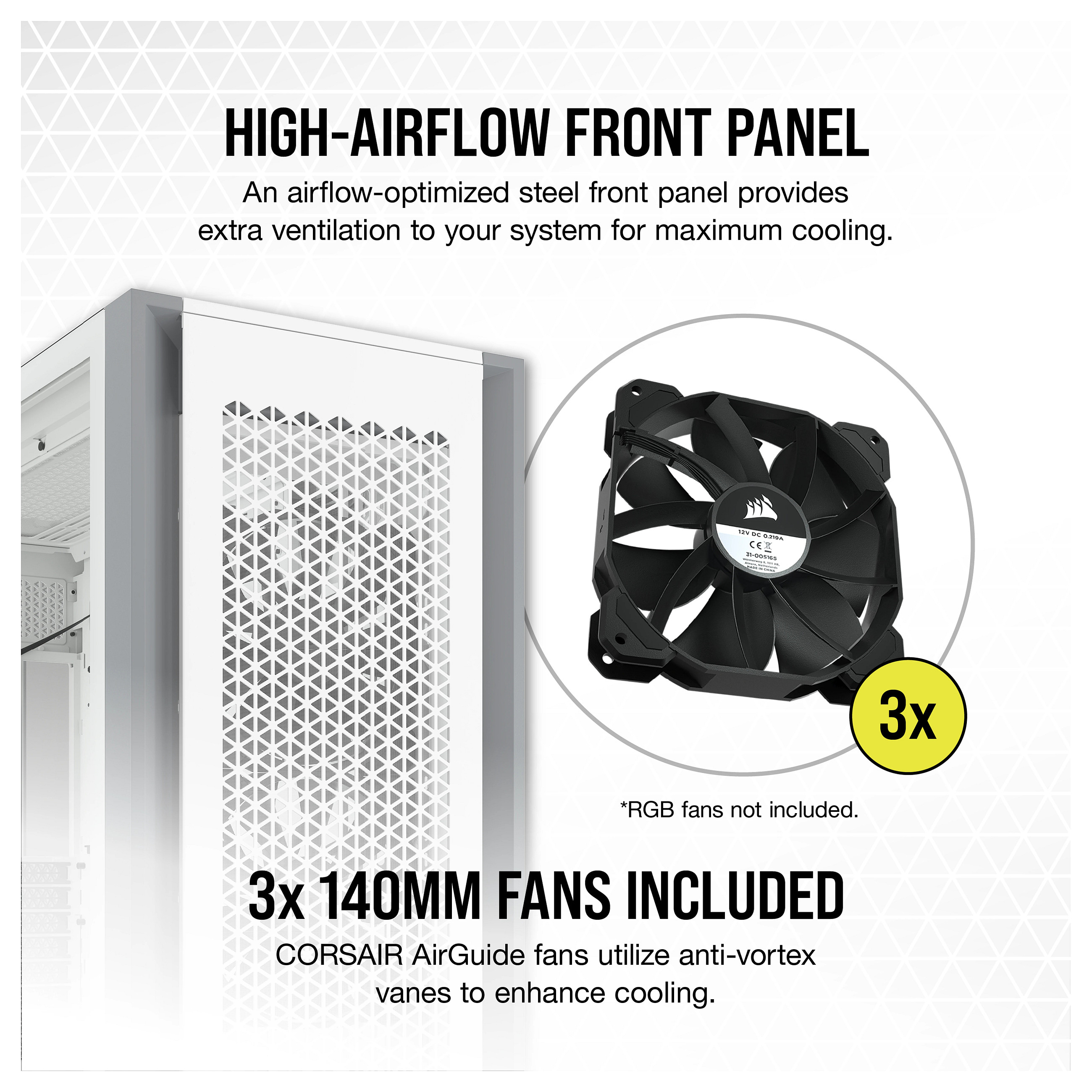 Kasë Corsair 7000D Airflow Full Tower Gaming with Glass Side Window – Bardhë - 3