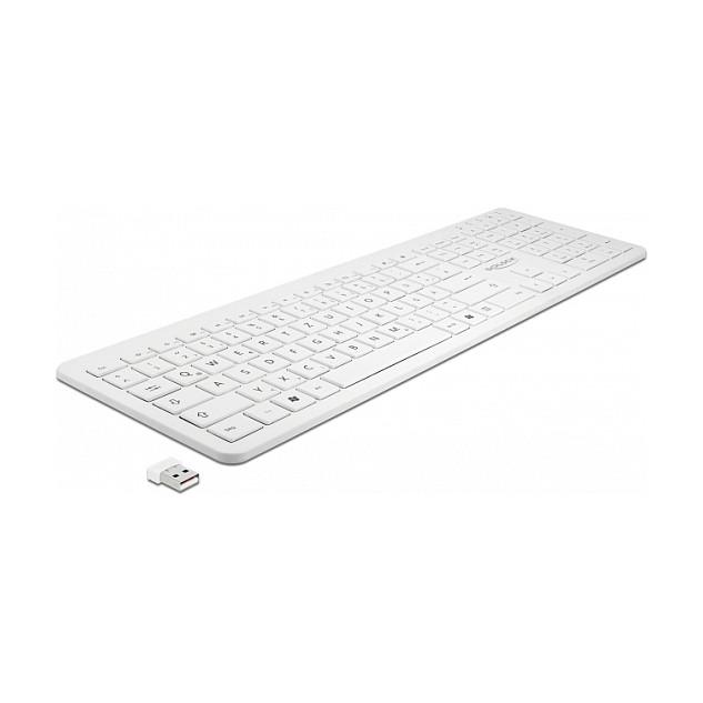 Tastierë pa kabllo DeLOCK 12014, USB, QWERTZ, Full-size, 2.4GHz, Multimediale, Flat - Bardhë
