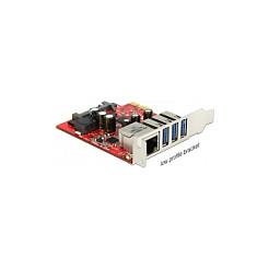 Kartë Zgjerimi PCI Express Delock 89382 / PCIe 2.0 x1 / 3x USB Type-A 5Gbps + 1x Gigabit LAN RJ45 / Low Profile - 3