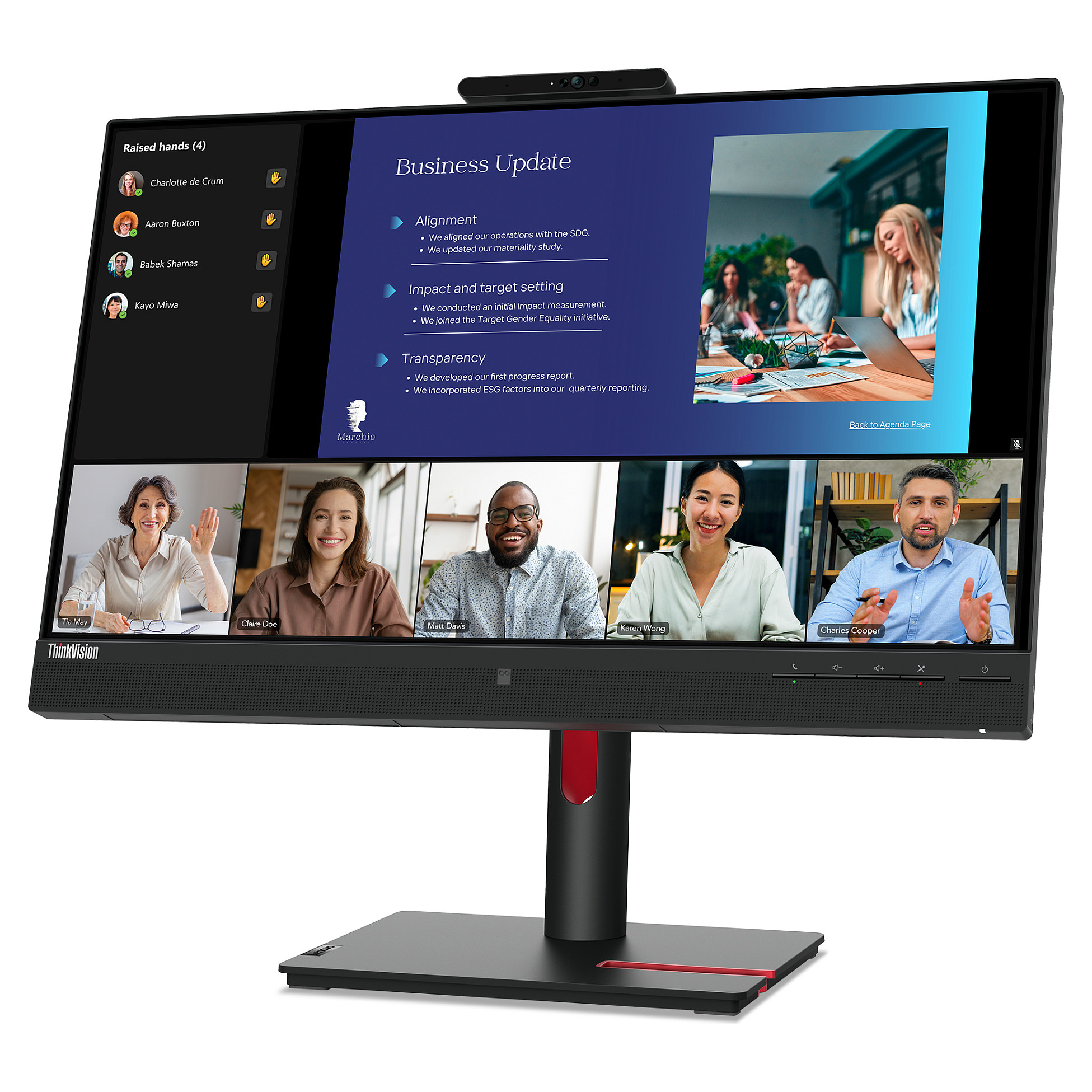 Monitor për Punë 61cm/24" (1920x1080) Lenovo ThinkVision T24v-30 16:9 FHD IPS 75Hz 4ms HDMI VGA DP Lautës Speaker Webcam Zi - 11