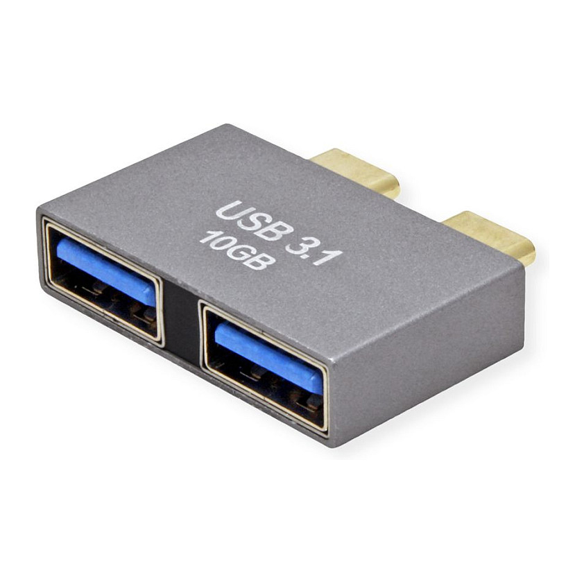 Adapter ROLINE 12.03.2947 / 2x USB-C në 2x USB-A / USB 3.2 Gen 2 / 10Gbps – Argjend - 4