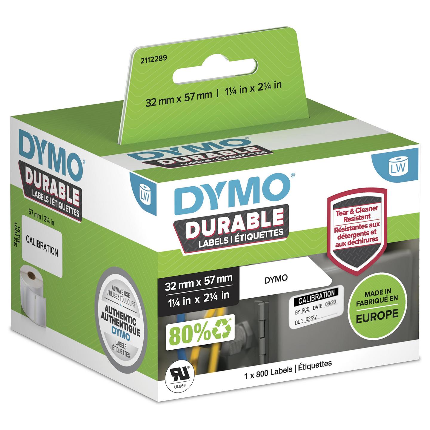 Etiketa DYMO LabelWriter Durable 2112289, 57 × 32 mm, 800 copë - Bardhë