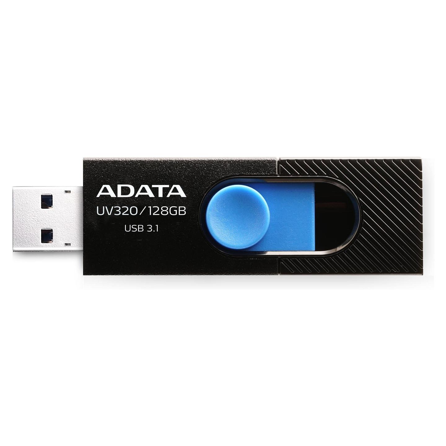 USB Flash Drive ADATA UV320 / 128GB / USB 3.2 Gen 1 / USB Type-A / deri 100MB/s Lexim / Dizajn rrëshqitës / 55 × 19.5 × 10.2mm / 7.9g - Zezë/Blu - 2