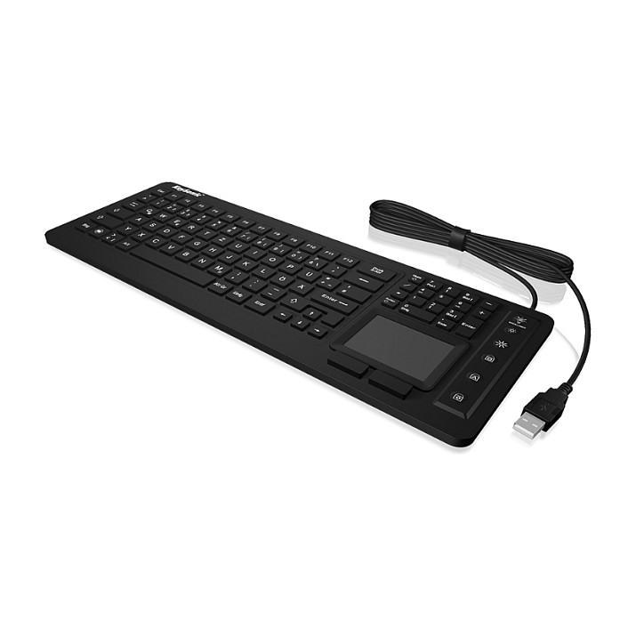 Tastierë Me kabllo KeySonic KSK-6231 INEL / 98 Keys / USB 2.0 / QWERTY US / Touchpad / Backlit / IP68 - Zezë