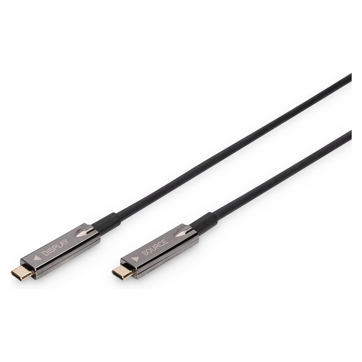 Kabllo USB DIGITUS AK-330160-200-S, USB-C Mashkull në USB-C Mashkull, USB 3.1, AOC 20m, 4K 60Hz - Zezë