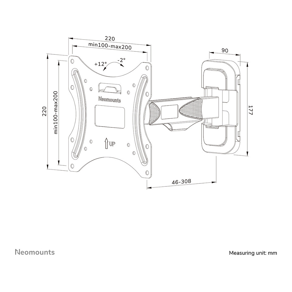 Mbajtëse për TV Wall mount. Fully movable. For 32-55" screens. 35KG. WL40-540BL12 Neomounts - 17