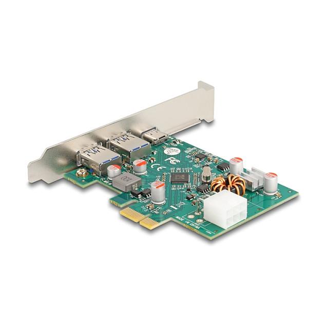 Kartë Zgjerimi PCI Express Delock 90229 / PCIe 2.0 x1 / 1x USB Type-C 5Gbps + 2x USB Type-A 5Gbps / Power Delivery 30W / VIA VL805 / Low Profile - 1