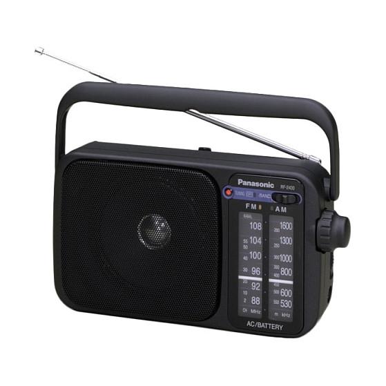 Radio portative Panasonic RF-2400D, AM, FM, Tuner analog, Antenë e jashtme, Kontroll rrotullues i volumit, Dalje për kufje 3,5 mm, Bateri AA - Zezë