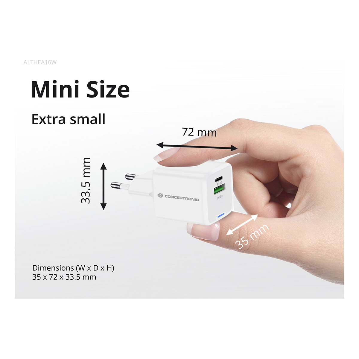 Adapter  Conceptronic 2-Port GaN Charger 3-in-1 / 33W / PD 3.0 / PPS – Bardhë - 9