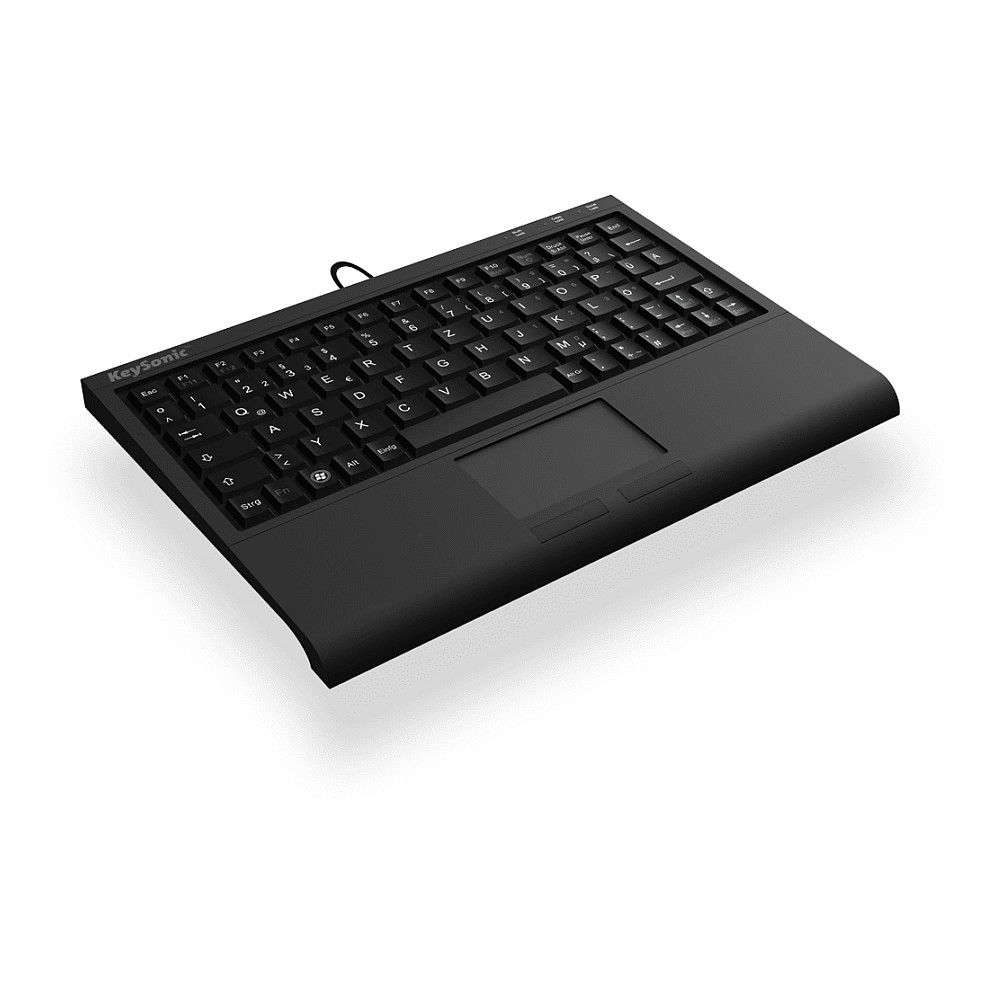 Tastierë me kabllo KeySonic ACK-3410 / DE Layout / Super-Mini Smart-Touchpad - Zezë - 1