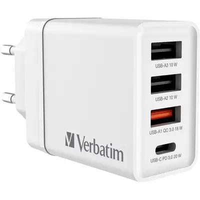 Karikues Verbatim 49701 / 30W / 1x USB-C PD / 3x USB-A / QC 3.0 / EU – Bardhë