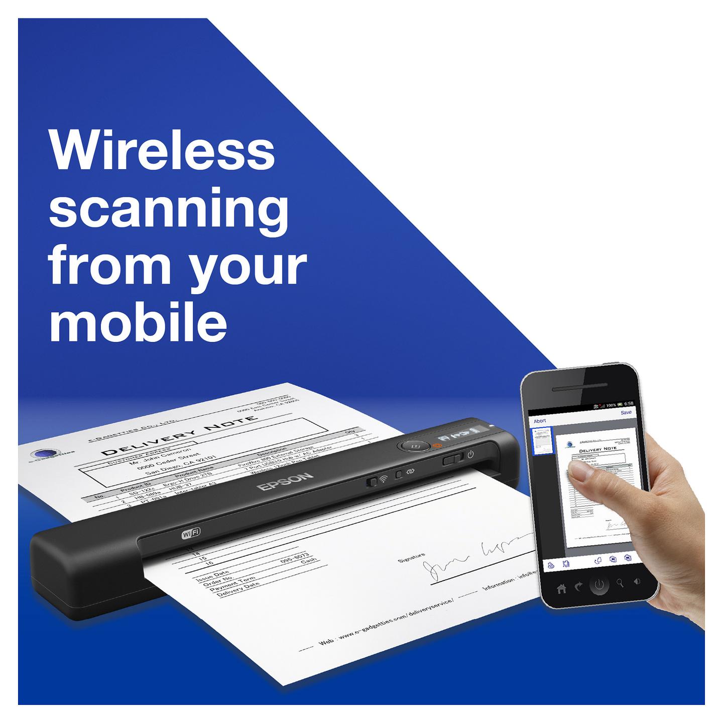 Skaner Dore Epson WorkForce ES-60W / 600x600 DPI / CIS / Wi-Fi / A4 / 300 Faqe/Ditë - Zezë  - 8