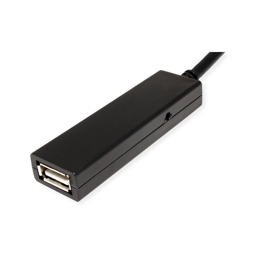 Kabllo USB VALUE 12.99.1114, USB-C Mashkull në USB-A Femër, USB 2.0, 480Mbps, 20m, Zgjatuese Aktive - Zezë - 3
