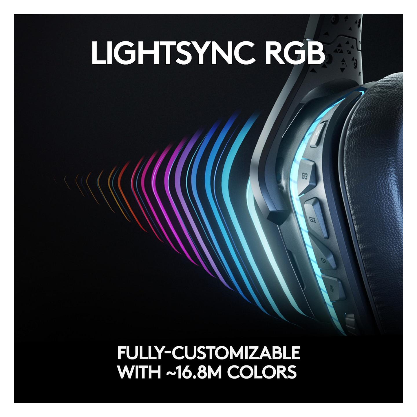 Kufje Gaming Logitech G935 / Wireless / 7.1 Surround / 50 mm / LIGHTSYNC RGB / Mikrofon - Zezë - 15