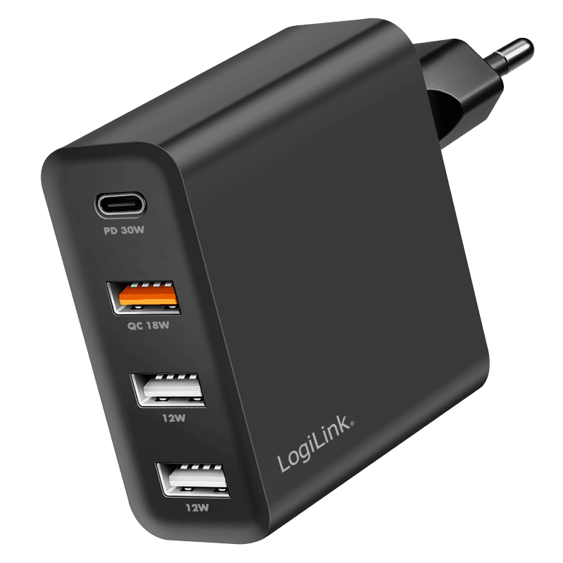 Adapter LogiLink PA0377 / GaN / 3x USB-A QC / 1x USB-C PD / 48W – Zezë