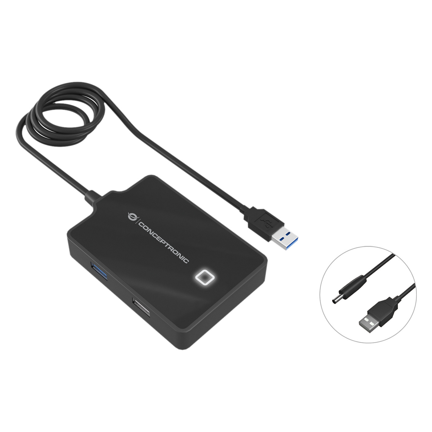 HUB Conceptronic / 4‑Port / USB‑A 3.0 → 3x USB‑A 2.0 + 1x USB‑A 3.0 / DC Bus‑Powered – Zezë - 1