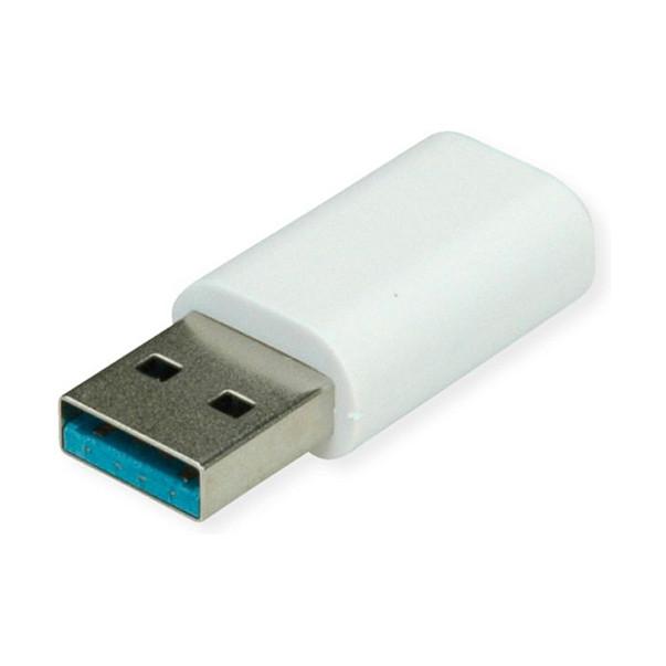 Adapter USB VALUE 11.99.8339, USB-A Mashkull në USB-C Femër, Data Blocker - Bardhë - 6