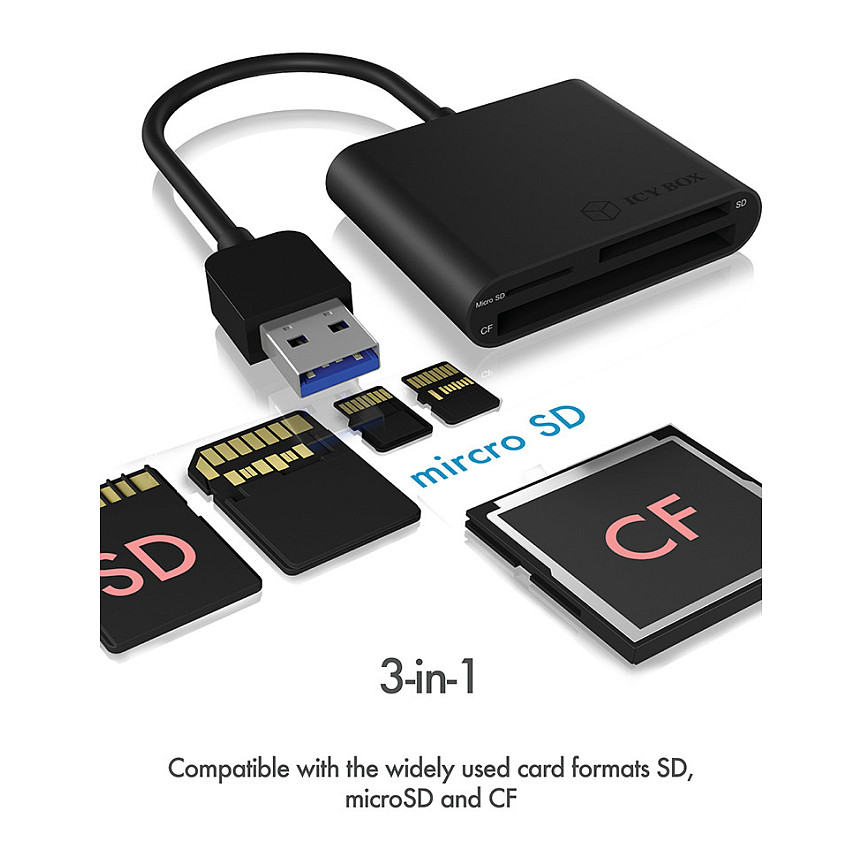 Lexues Kartash USB 3.0 ICY BOX IB‑CR301‑U3 / SD + MicroSD + CF - 3