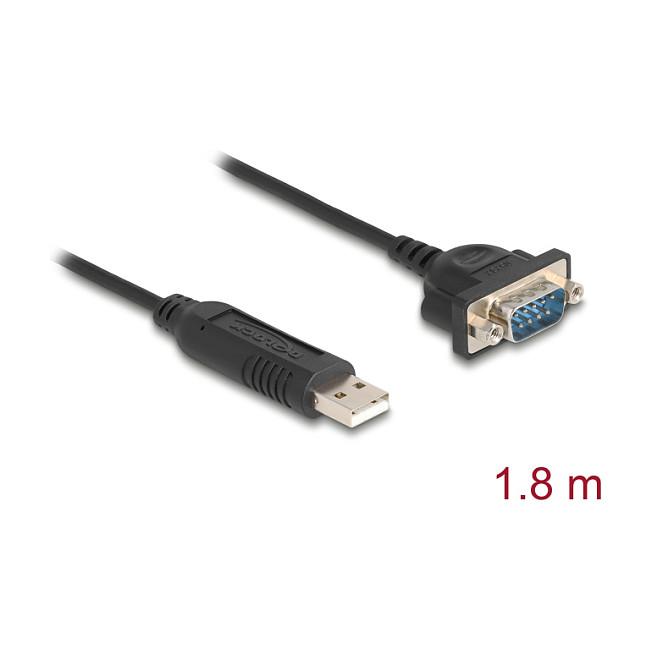 Kabllo Serial DeLOCK 67321 / USB 2.0 Type-A në RS-232 DB9 / Male-Male / FTDI FT232R / 1.8 m - Zezë - 2