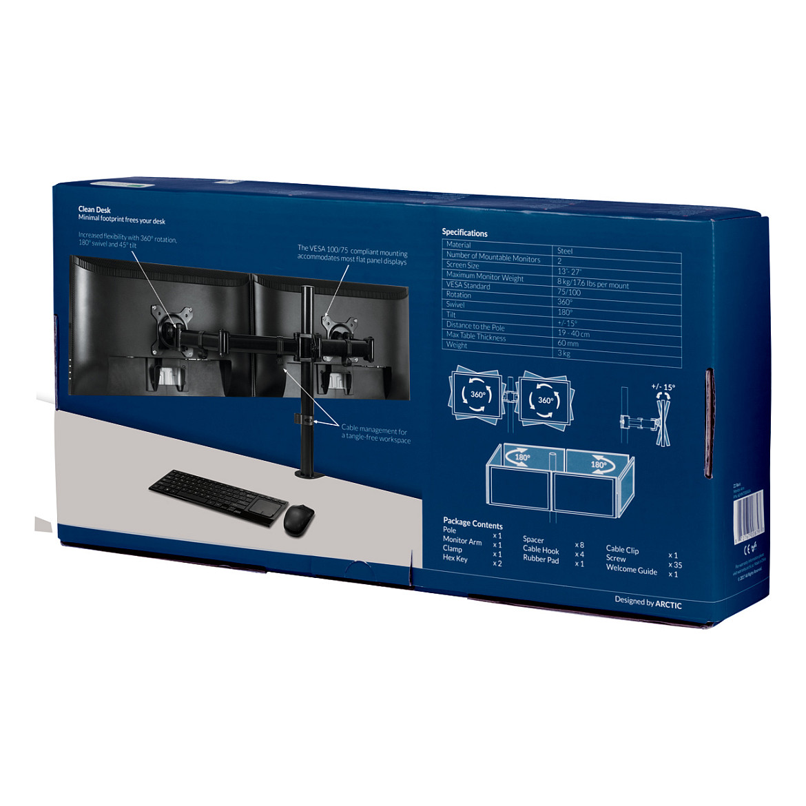 Mbajtëse për Monitor ARCTIC Z2 Basic deri në 2x27" 8KG - 9