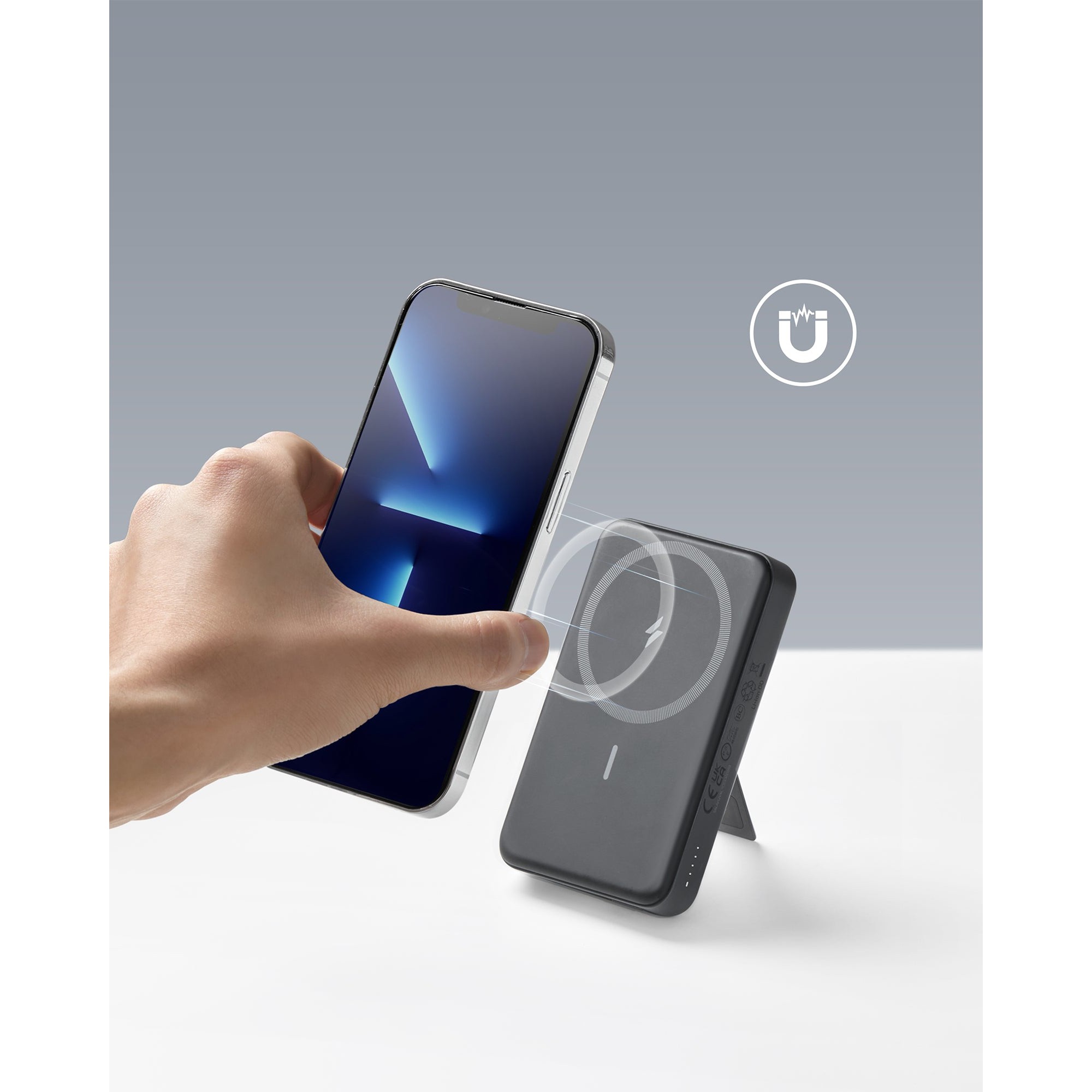 Anker 633 Magnetic Battery MagGo – Powerbank 10000mAh, 20W, Wireless 7.5W, USB-C + USB-A, Mbajtëse Magnetike, E zezë - 3