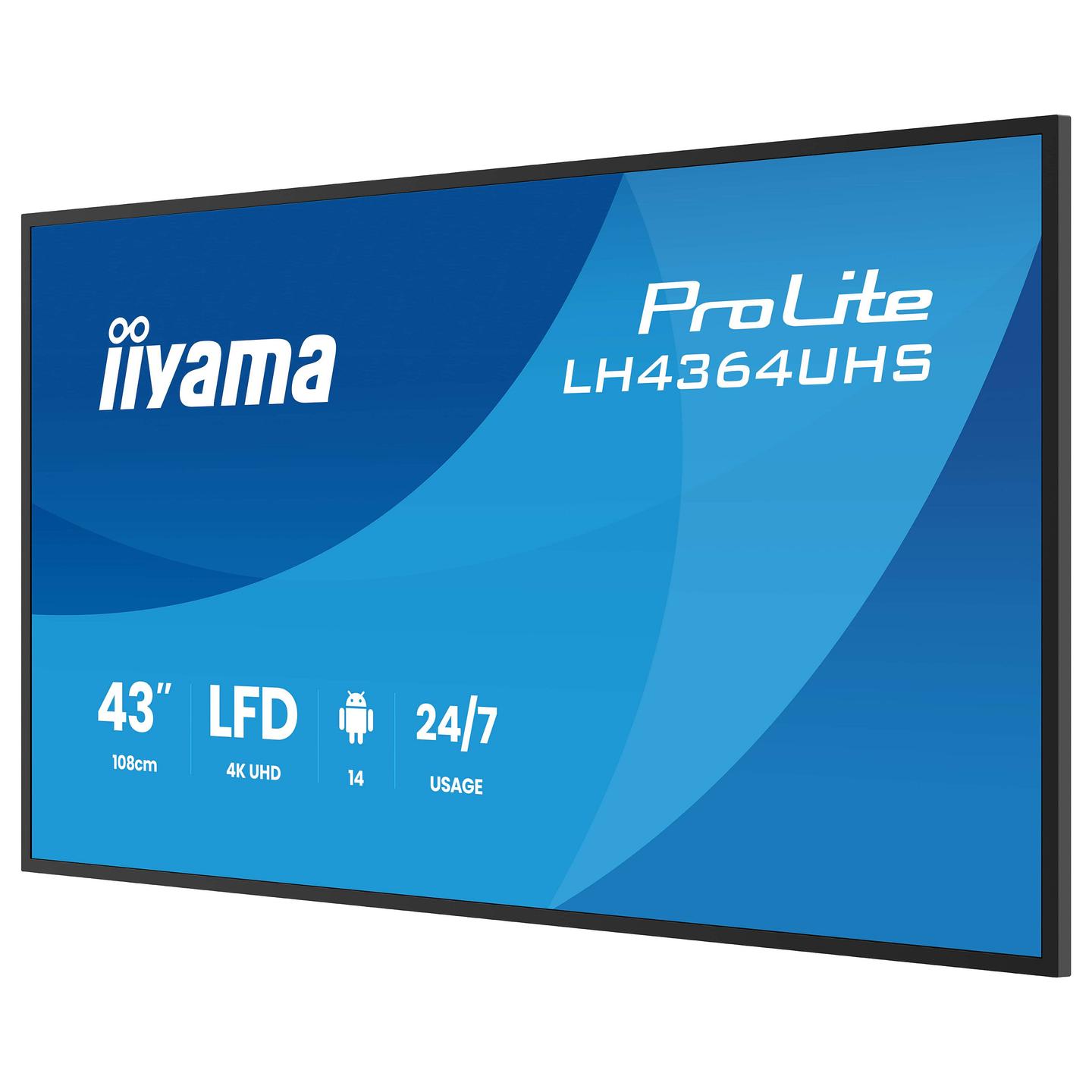 Digital Signage, iiyama ProLite LH4364UHS-B1AG, 43", 4K UHD, VA, Android 14, Wi-Fi, 2xHDMI, USB-C - Zezë - 6