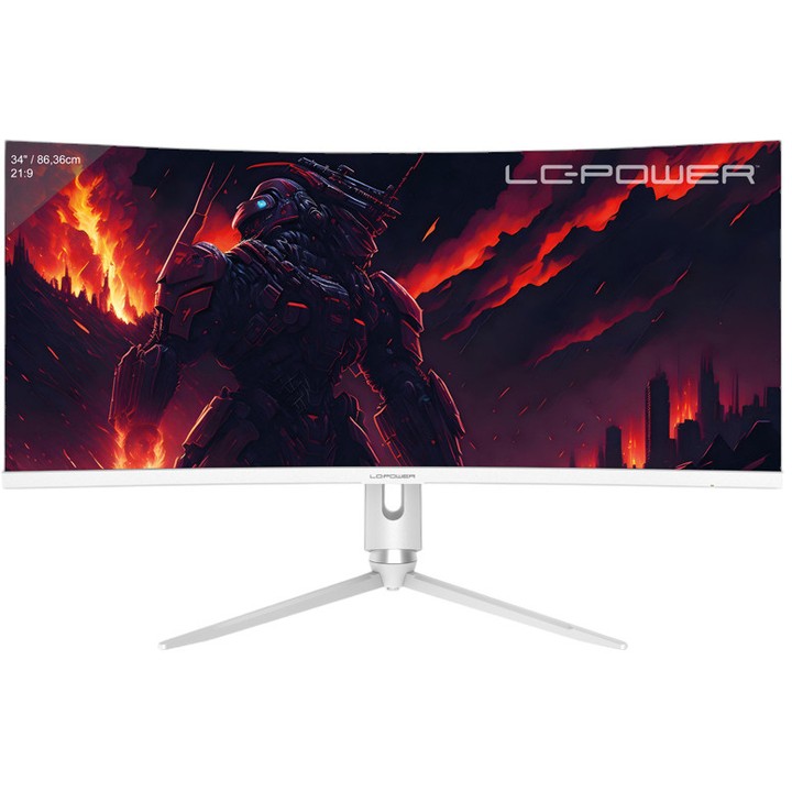 Monitor Gaming i lakuar LC-Power LC-M34-Q-C-PRO / 34" / UltraWide Quad HD / 165Hz / 3ms / DP+HDMI+USB-A+USB-C+RJ45 - Bardhë