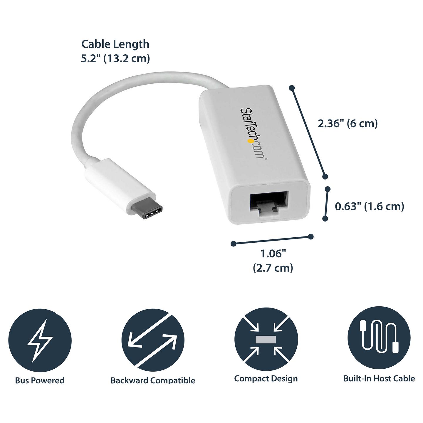 Adapter Rrjeti USB StarTech.com US1GC30W, USB-C 3.2 Gen 1, 1x Gigabit LAN RJ45, 10/100/1000Mbps, Realtek RTL8153 - Bardhë - 6