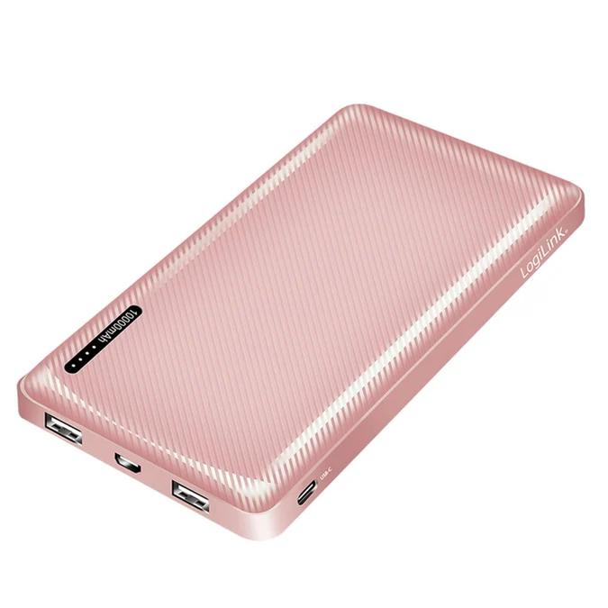 PowerBank LogiLink PA0328RRF / 10000mAh / 2x USB-A / USB-C / 12W / Fast Charging - Rose Gold - 2