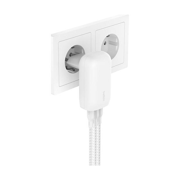 Karikues Belkin WCC002vfWH / 67W / 3x USB-C / PD 3.1 / PPS / Fast Charging - Bardhë - 6