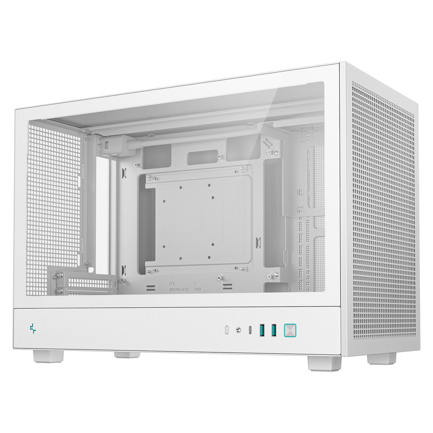 Kasë DeepCool CH260 WH, Mini Tower, Micro-ATX, Mini-ITX, xham i temperuar, mbështetje për radiator 360 mm, USB-C Gen 2, 2x USB 3.0 - Bardhë - 3