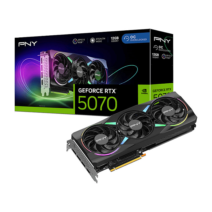 Kartelë Grafike NVIDIA GeForce RTX 5070 / 12GB GDDR7 / PNY EPIC-X RGB OC - 10