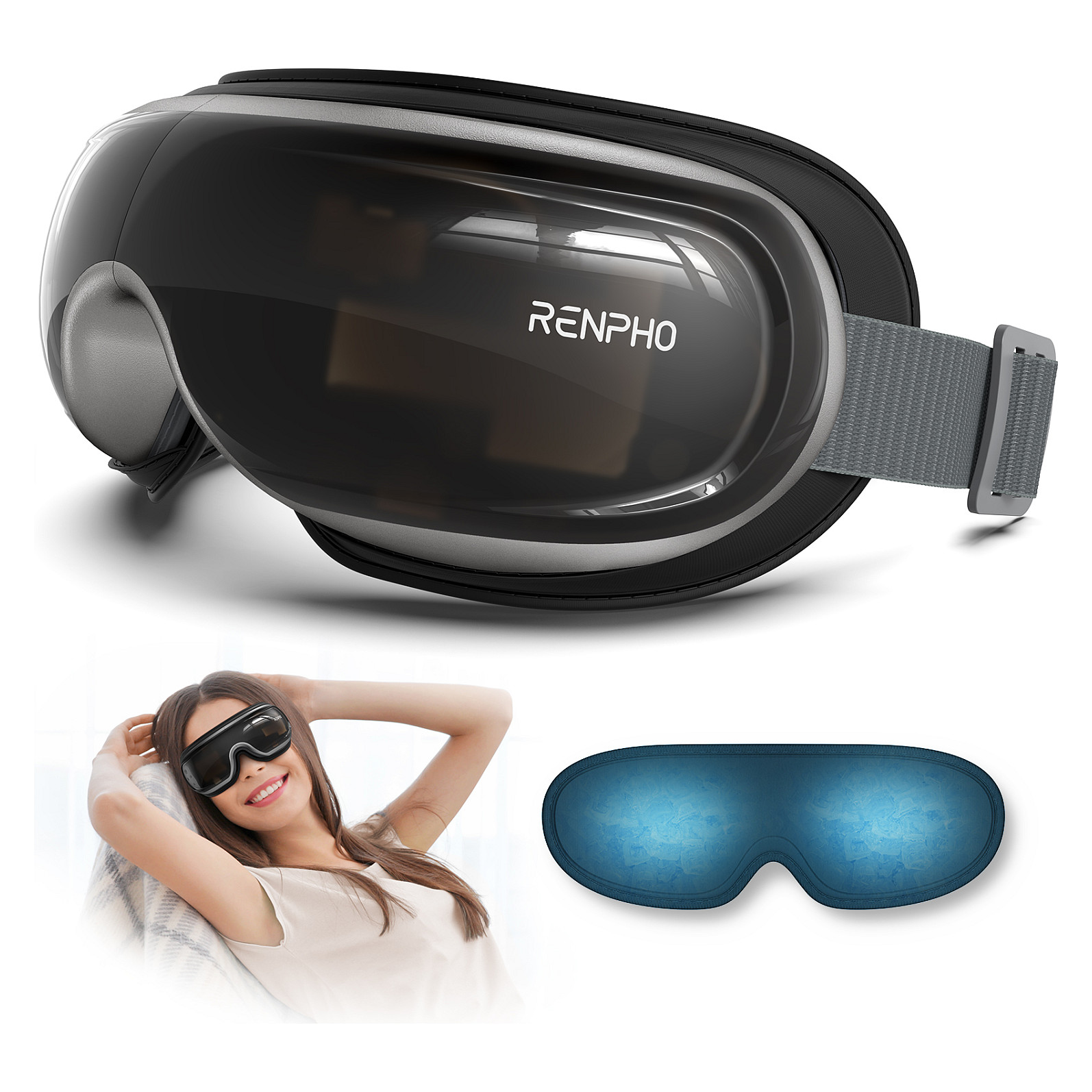 Masazhues për sy Renpho PEU-R-G010V / 240 Min Bateri / Bluetooth / Ngrohje / Vibrim – Zezë - 2