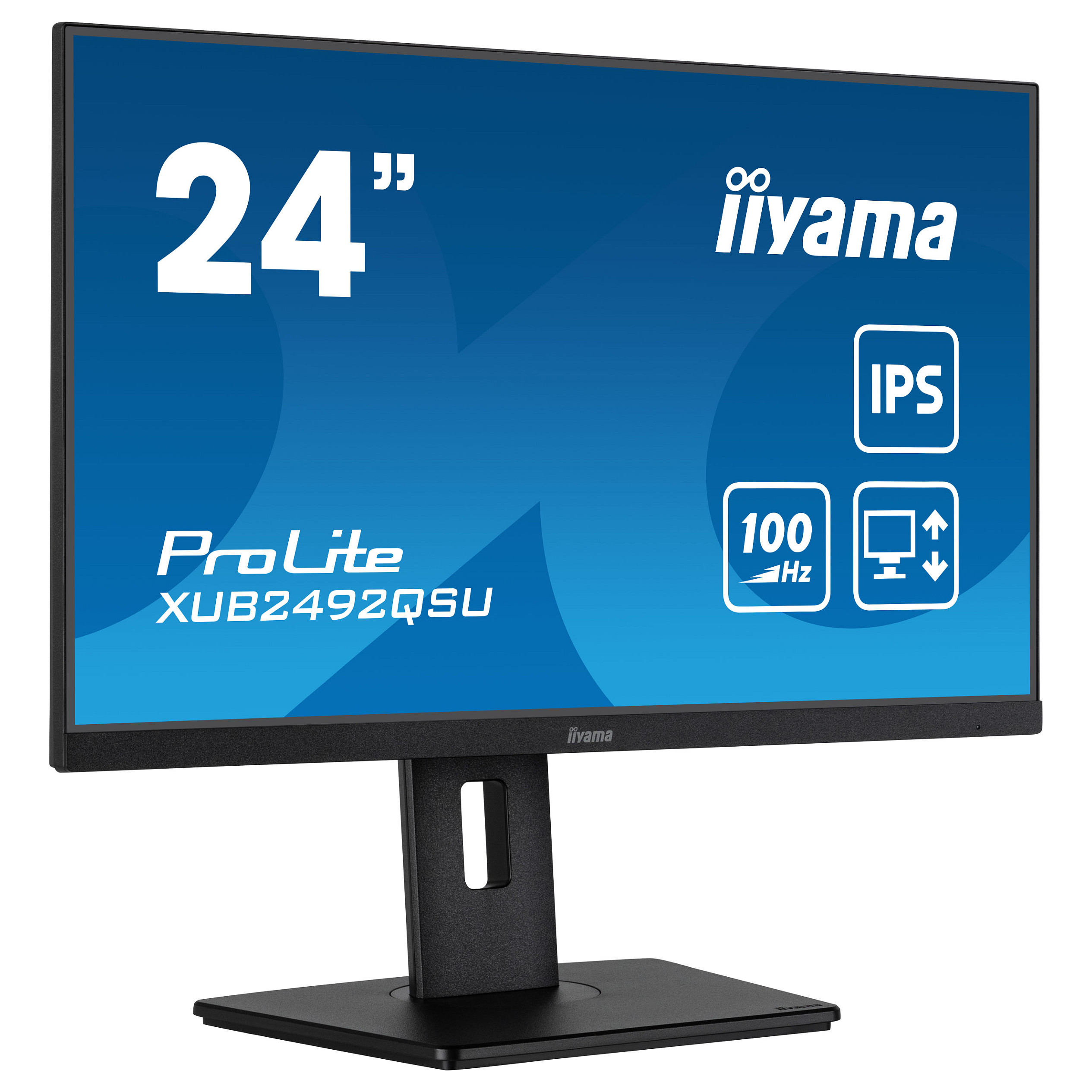 61cm/24" (2560x1440) iiyama ProLite XUB2492QSU-B1 16:9 WQHD IPS 0.5ms 100Hz HDMI DP USB Speaker Pivot Black - 1