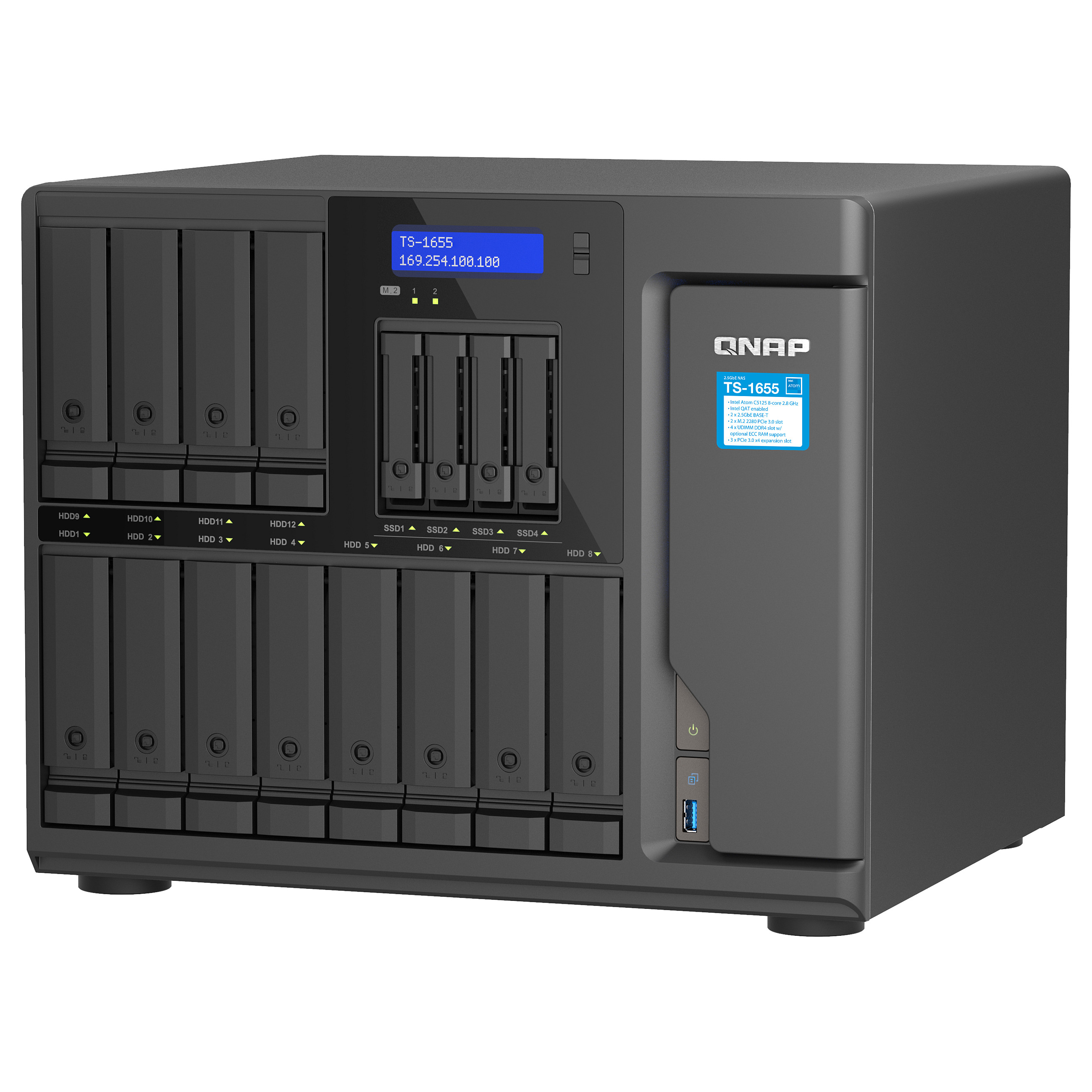 NAS QNAP TS‑1655‑8G 16‑Bay / Intel Atom C5125 (8 cores / 8 threads, 2.8GHz) / 8GB - 9