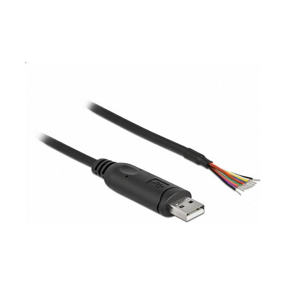 Kabllo USB DeLOCK 90416, USB-A në RS-232, 2m, USB 2.0, 230.4Kbps - Zezë - 2