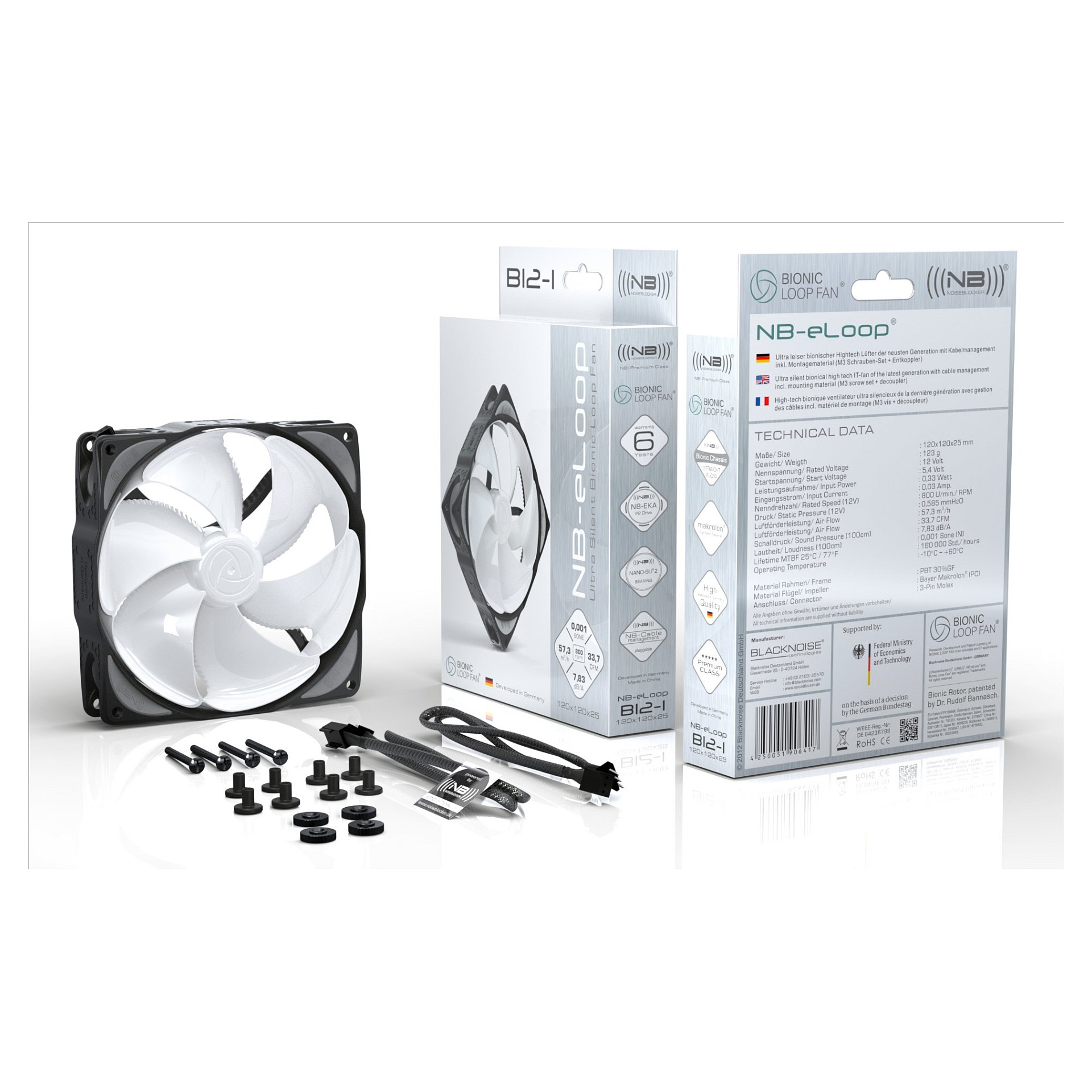 Ftohës për Kasë Noiseblocker NB-eLoop B12-PS Black Edition / 120mm / 400-1500 RPM / PWM / 98.7 m³/h / 1.475 mmH₂O / 21.2 dBA / NB-NanoSLI 2 – Zezë - 2