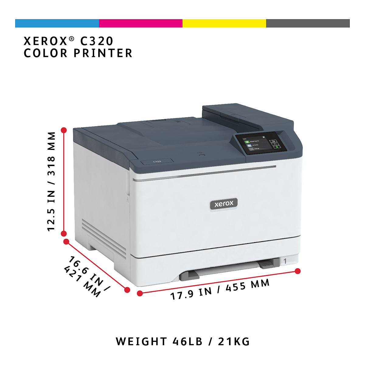 Printer Laser Xerox C320V_DNI / Laser me Ngjyra / A4 / 4800 × 4800 DPI / Duplex - Bardhë - 6