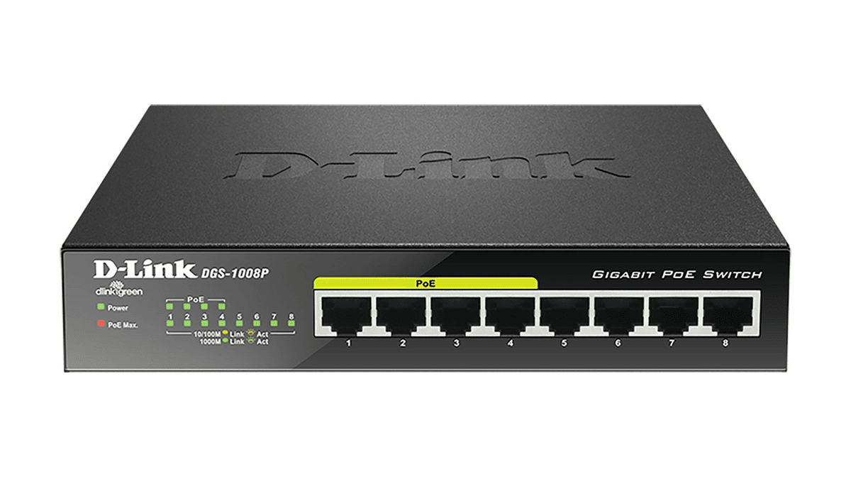 D-Link DGS-1008P/E 8-Port Gigabit PoE+ Switch me 4x PoE Ports dhe 56W Budget Metal Desktop Switch - 1