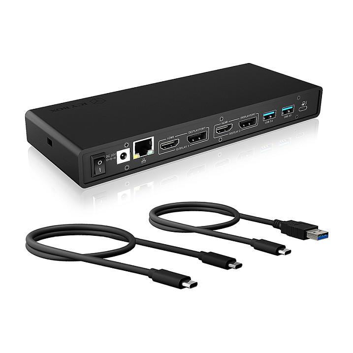 Docking Station ICY BOX IB-DK2245AC, 2× DisplayPort, 2× HDMI, 4× USB-A, 2× USB-C, Gigabit Ethernet, USB-C PD 65W - Zezë
