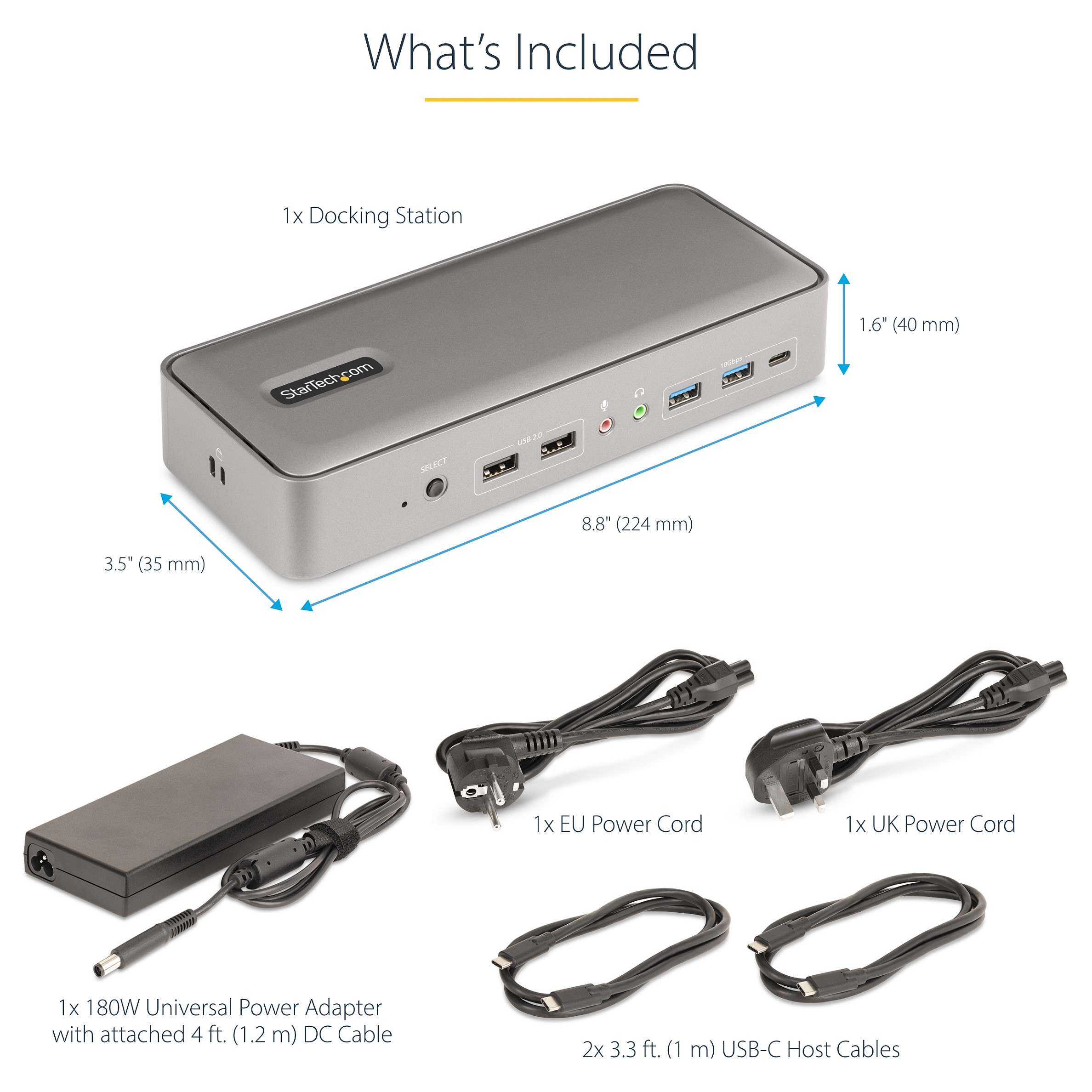 Docking Station KVM StarTech / 2xUSB-A / 3xUSB-C / 2xDisplayPort - Argjend - 13
