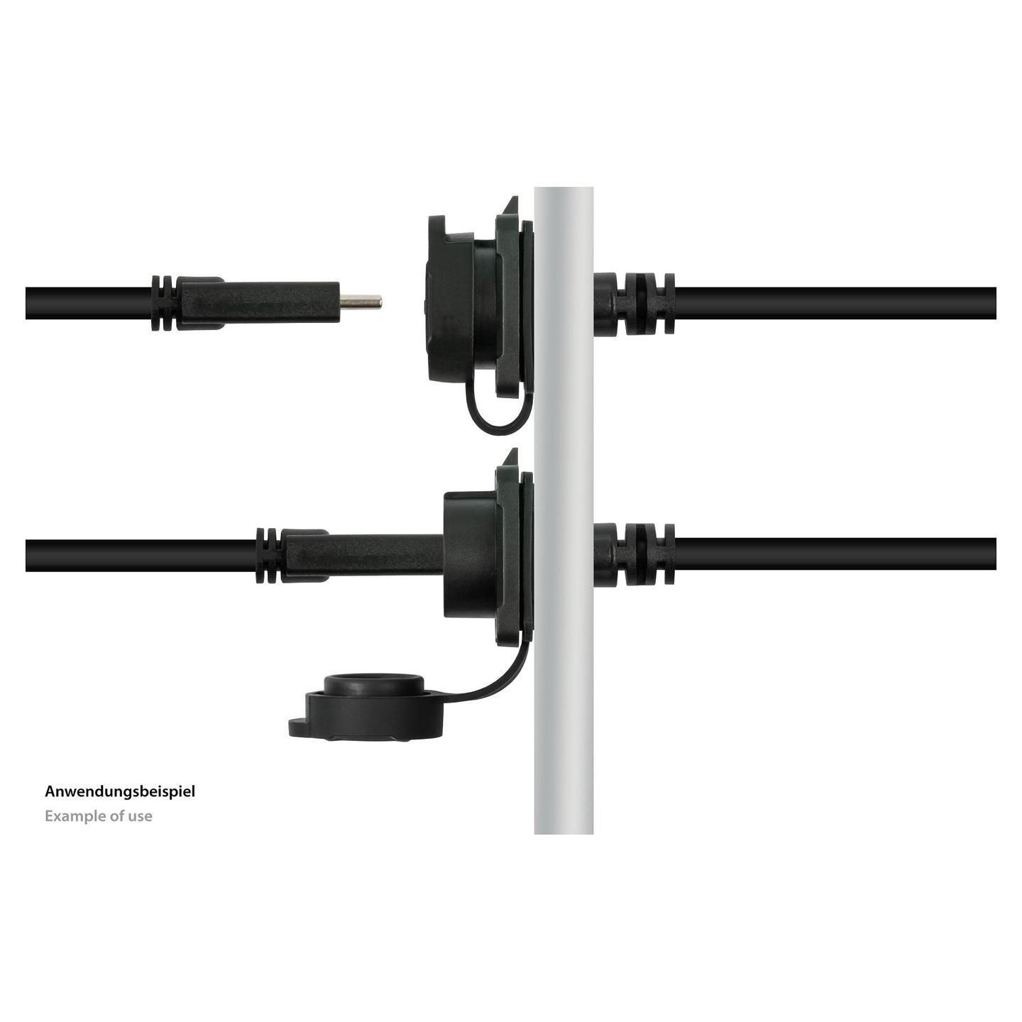 Kabllo USB ALCASA IC01-16U3102-005, USB-C mashkull në USB-C femër për montim, USB 3.2 Gen 2, 10 Gbit/s, 60 W, IP67, 0,5 m - Zezë - 4
